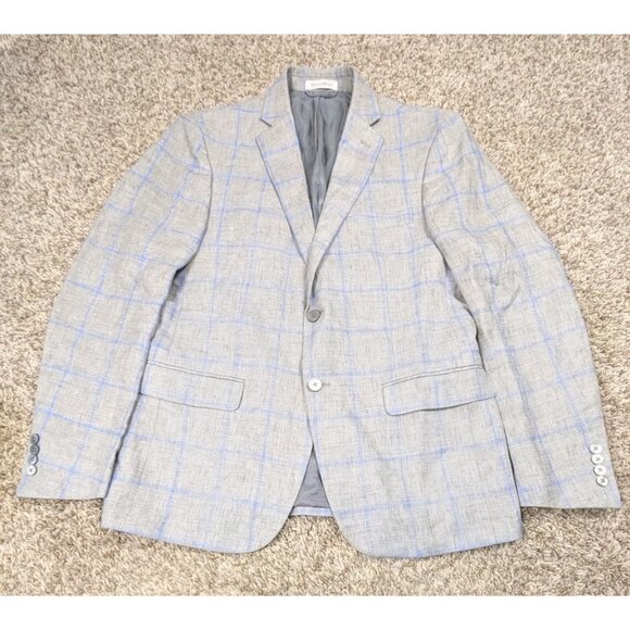 Ralph Lauren LRL Blazer Jacket Mens 38R Grey Windowpane Check Linen Sport Coat - Picture 2 of 10